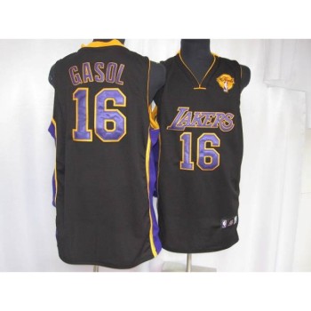 Lakers #16 Pau Gasol Stitched Black Purple Number Final Patch NBA Jersey Lakers #16 Pau Gasol Stitched Black Purple Number Final Patch NBA Jersey