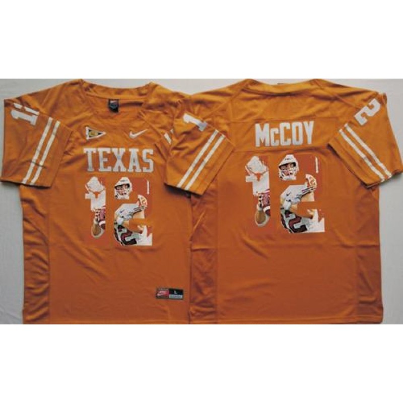 Longhorns #12 Colt McCoy Orange Player Fashion Stitched NCAA Jersey