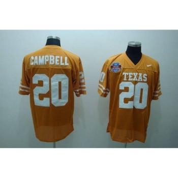 Longhorns #20 Earl Campbell Orange Stitched NCAA Jersey Longhorns #20 Earl Campbell Orange Stitched NCAA Jersey