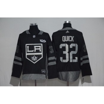 Los Angeles Kings #32 Jonathan Quick Black Men's 1917-2017 100th Anniversary  Stitched NHL Jersey