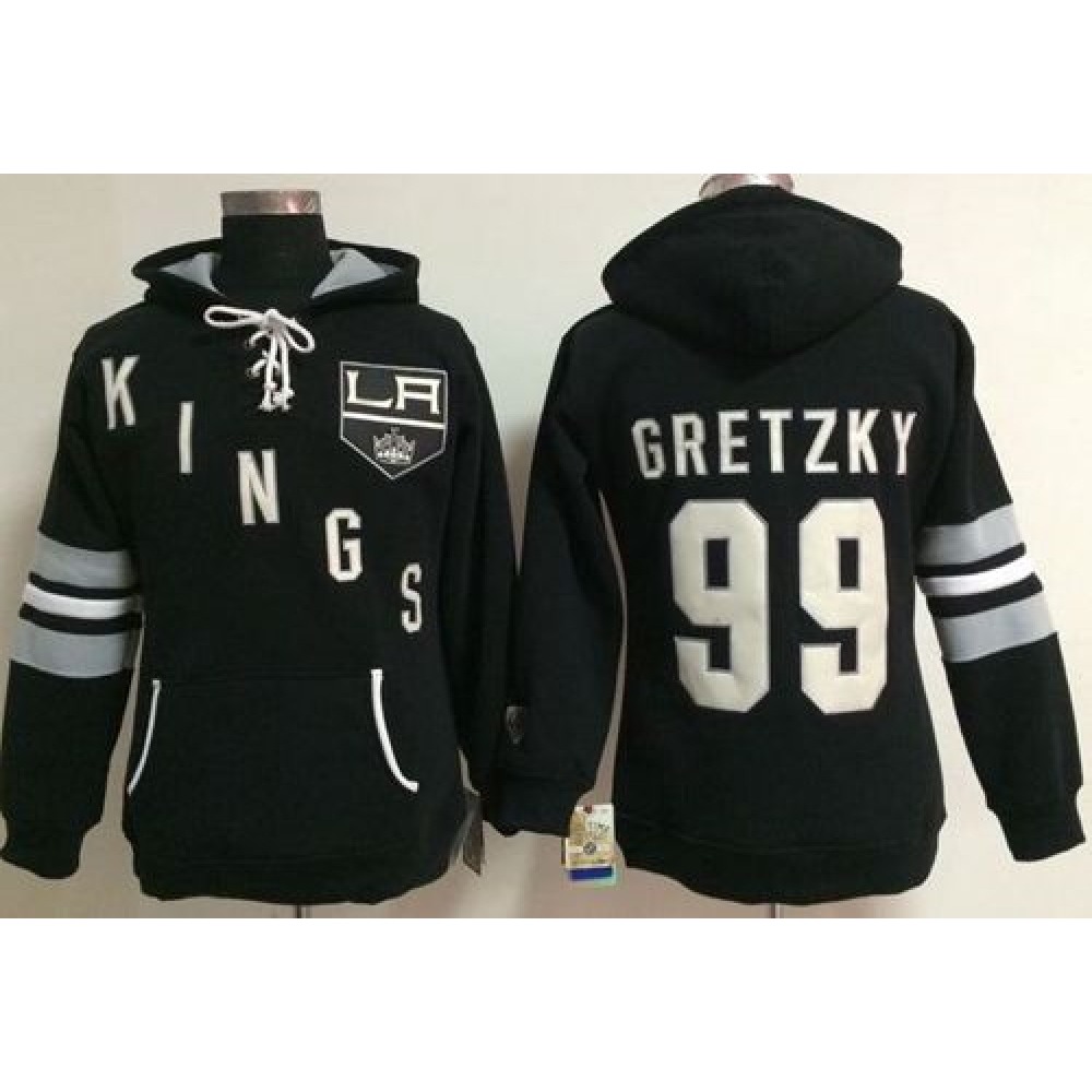 Los Angeles Kings #99 Wayne Gretzky Black Women's Old Time Heidi NHL Hoodie