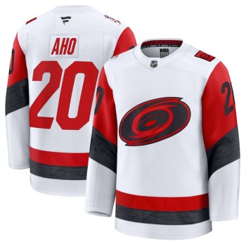 Men's Carolina Hurricanes #20 Sebastian Aho White 2025 Away Stitched Hockey Premium Jersey