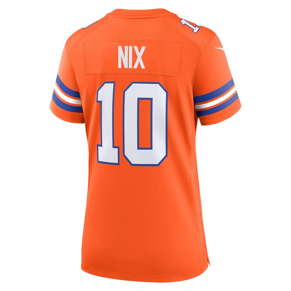 Women's Denver Broncos Bo Nix Orange Mile High Collection 1977 Throwback Player Game Jersey Women's Denver Broncos Bo Nix Orange Mile High Collection 1977 Throwback Player Game Jersey