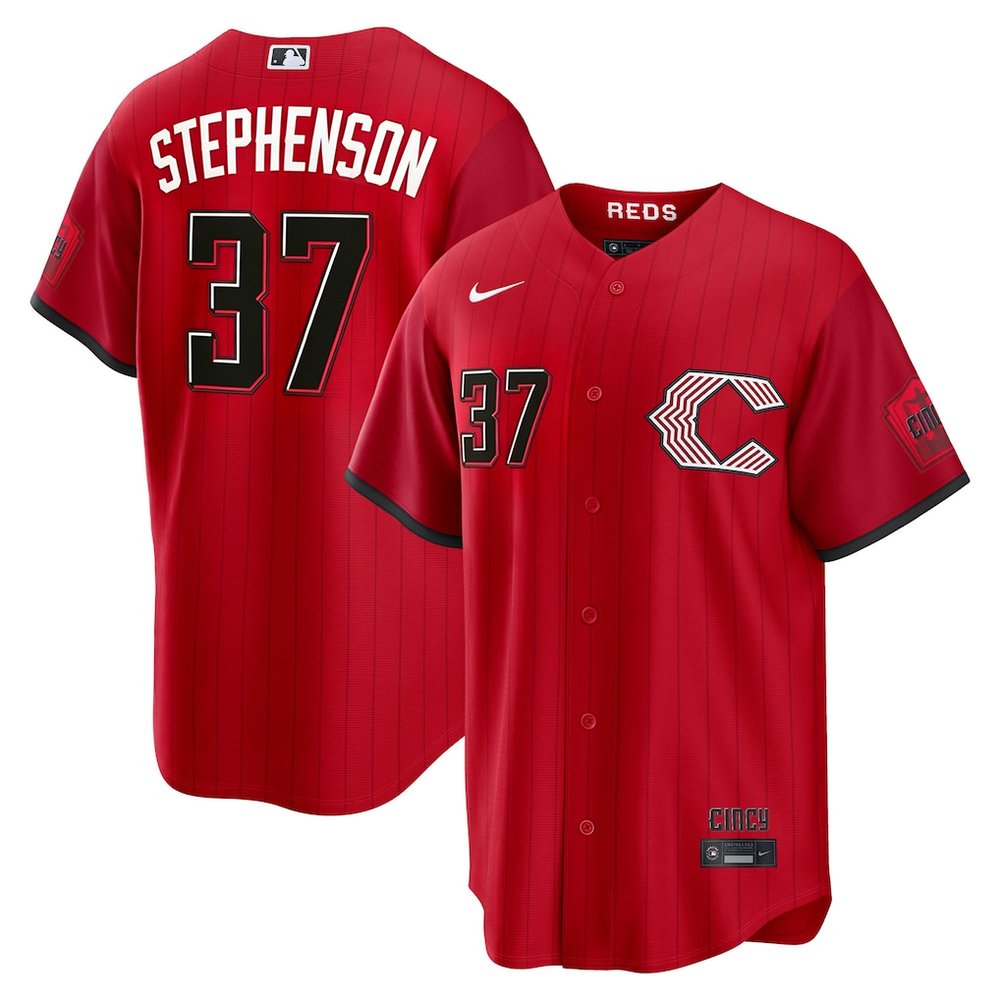 Men's Cincinnati Reds #37 Tyler Stephenson Red 2026 City Connect Stitched Jersey