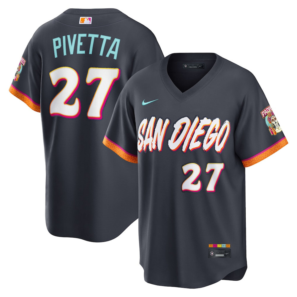 Men's San Diego Padres #27 Nick Pivetta Nike Obsidian 2026 City Connect Stadium Jersey