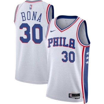 Men's Philadelphia 76ers #30 Adam Bona White 2024 Draft Association Edition Stitched Jersey Men's Philadelphia 76ers #30 Adam Bona White 2024 Draft Association Edition Stitched Jersey