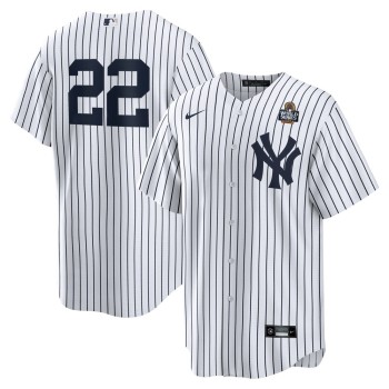 Men's New York Yankees #22 Juan Soto White 2024 World Series Home Replica Player Jersey Men's New York Yankees #22 Juan Soto White 2024 World Series Home Replica Player Jersey
