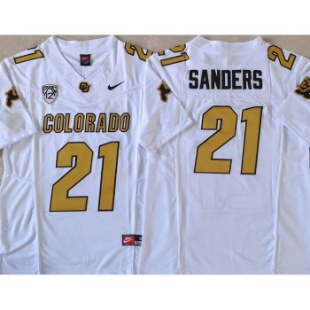 Men's Colorado Buffaloes White #21 Sanders Stitched Jersey Men's Colorado Buffaloes White #21 Sanders Stitched Jersey