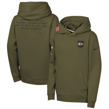 Youth Kansas City Chiefs Olive 2025 Salute to Service Club Fleece Hoodie