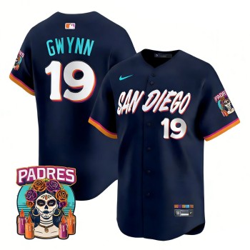 Men's San Diego Padres #19 Tony Gwynn Navy 2026 City Connect Stitched Jersey-Button Up
