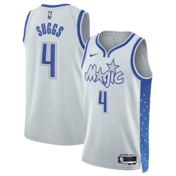 Men's Orlando Magic #4 Jalen Suggs Silver 2025/26 City Edition Stitched Basketball Jersey