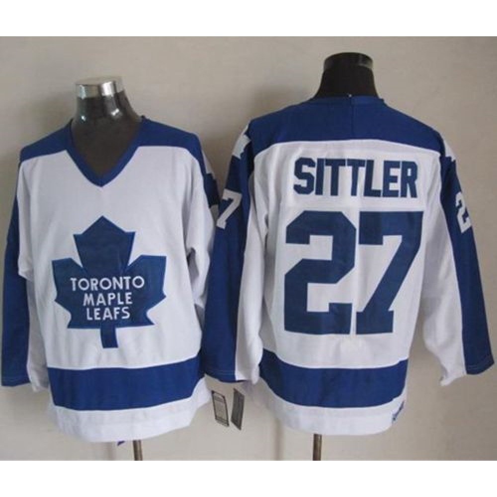 Maple Leafs #27 Darryl Sittler White/Blue CCM Throwback Stitched NHL Jersey