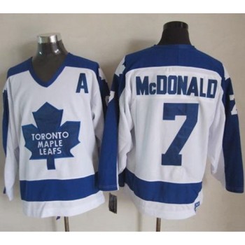 Maple Leafs #7 Lanny McDonald White/Blue CCM Throwback Stitched NHL Jersey Maple Leafs #7 Lanny McDonald White/Blue CCM Throwback Stitched NHL Jersey