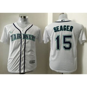 Mariners #15 Kyle Seager White Cool Base Stitched Youth MLB Jersey Mariners #15 Kyle Seager White Cool Base Stitched Youth MLB Jersey