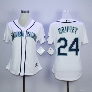 Mariners #24 Ken Griffey White Women's Fashion Stitched MLB Jersey Mariners #24 Ken Griffey White Women's Fashion Stitched MLB Jersey