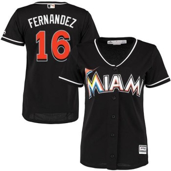 Marlins #16 Jose Fernandez Black Women's Alternate Stitched MLB Jersey Marlins #16 Jose Fernandez Black Women's Alternate Stitched MLB Jersey