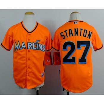 Marlins #27 Giancarlo Stanton Orange Cool Base Stitched Youth MLB Jersey Marlins #27 Giancarlo Stanton Orange Cool Base Stitched Youth MLB Jersey