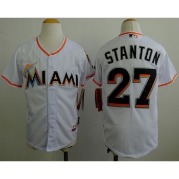 Marlins #27 Giancarlo Stanton White Cool Base Stitched Youth MLB Jersey Marlins #27 Giancarlo Stanton White Cool Base Stitched Youth MLB Jersey