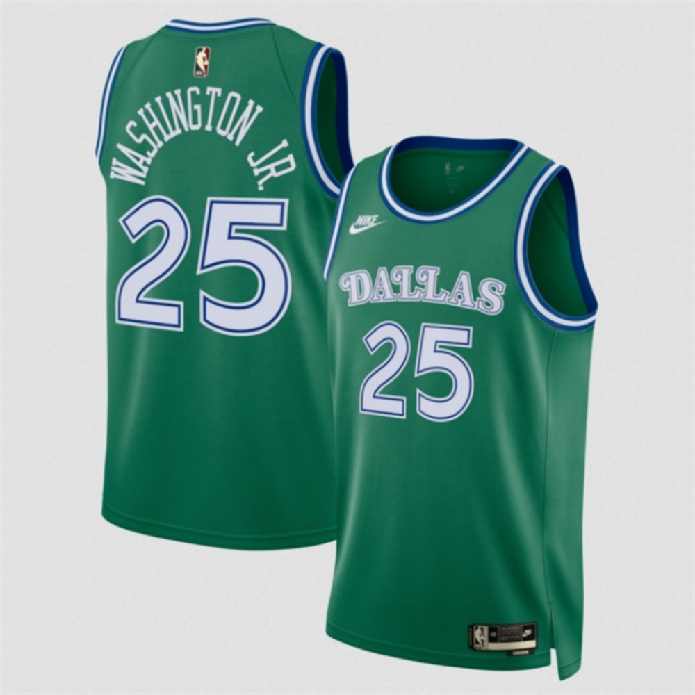Men's Dallas Mavericks #25 P.J. Washington Green 2025 Classic Edition Stitched Basketball Jersey