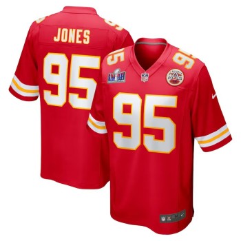 Men's Kansas City Chiefs #95 Chris Jones Red Super Bowl LVIII Game Jersey Men's Kansas City Chiefs #95 Chris Jones Red Super Bowl LVIII Game Jersey
