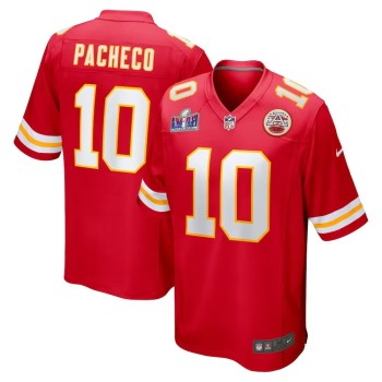 Men's Kansas City Chiefs #10 Isiah Pacheco Red Super Bowl LVIII Game Jersey Men's Kansas City Chiefs #10 Isiah Pacheco Red Super Bowl LVIII Game Jersey