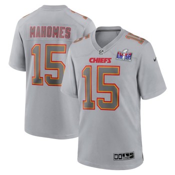 Men's Kansas City Chiefs #15 Patrick Mahomes Gray Super Bowl LVIII Atmosphere Fashion Game Jersey