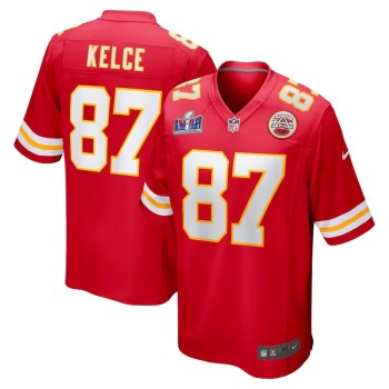 Men's Kansas City Chiefs #87 Travis Kelce Red Super Bowl LVIII Game Jersey Men's Kansas City Chiefs #87 Travis Kelce Red Super Bowl LVIII Game Jersey