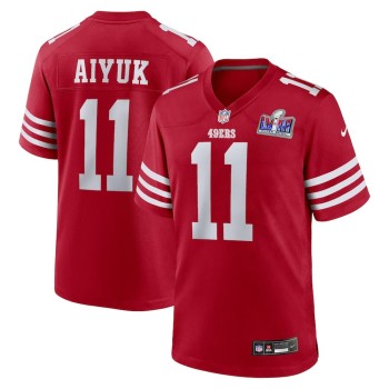 Men's San Francisco 49ers #11 Brandon Aiyuk Scarlet Super Bowl LVIII Game Jersey Men's San Francisco 49ers #11 Brandon Aiyuk Scarlet Super Bowl LVIII Game Jersey
