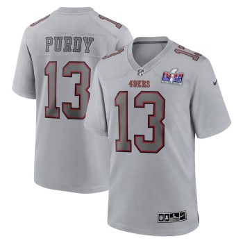 Men's San Francisco 49ers #13 Brock Purdy Gray Super Bowl LVIII Atmosphere Fashion Game Jersey Men's San Francisco 49ers #13 Brock Purdy Gray Super Bowl LVIII Atmosphere Fashion Game Jersey