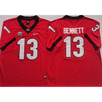 Men's Georgia Bulldogs #13 BENNETT Red College Football Stitched Jersey Men's Georgia Bulldogs #13 BENNETT Red College Football Stitched Jersey