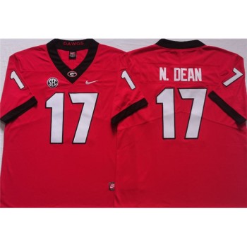 Men's Georgia Bulldogs #17 N.DEAN Red College Football Stitched Jersey Men's Georgia Bulldogs #17 N.DEAN Red College Football Stitched Jersey