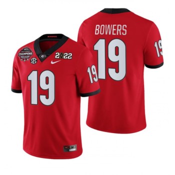 Men's Georgia Bulldogs #19 Brock Bowers 2021/22 CFP National Champions Red College Football Stitched Jersey Men's Georgia Bulldogs #19 Brock Bowers 2021/22 CFP National Champions Red College Football Stitched Jersey