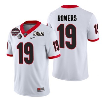 Men's Georgia Bulldogs #19 Brock Bowers 2021/22 CFP National Champions White College Football Stitched Jersey Men's Georgia Bulldogs #19 Brock Bowers 2021/22 CFP National Champions White College Football Stitched Jersey