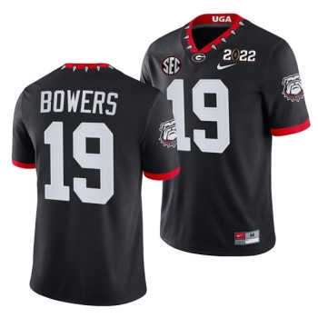 Men's Georgia Bulldogs #19 Brock Bowers 2022 Patch Black College Football Stitched Jersey Men's Georgia Bulldogs #19 Brock Bowers 2022 Patch Black College Football Stitched Jersey