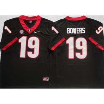 Men's Georgia Bulldogs #19 Brock Bowers Black College Football Stitched Jersey Men's Georgia Bulldogs #19 Brock Bowers Black College Football Stitched Jersey