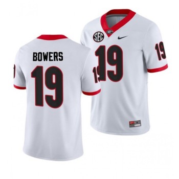 Men's Georgia Bulldogs #19 Brock Bowers White College Football Stitched Jersey Men's Georgia Bulldogs #19 Brock Bowers White College Football Stitched Jersey