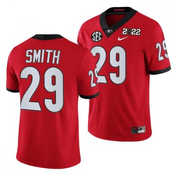 Men's Georgia Bulldogs #29 Christopher Smith 2022 Patch Red College Football Stitched Jersey Men's Georgia Bulldogs #29 Christopher Smith 2022 Patch Red College Football Stitched Jersey