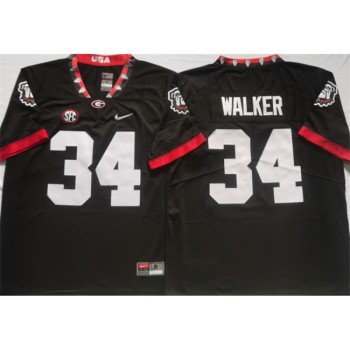 Men's Georgia Bulldogs #34 WALKER Black College Football Stitched Jersey Men's Georgia Bulldogs #34 WALKER Black College Football Stitched Jersey