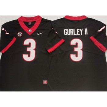 Men's Georgia Bulldogs #3 GURLEY II Black College Football Stitched Jersey Men's Georgia Bulldogs #3 GURLEY II Black College Football Stitched Jersey
