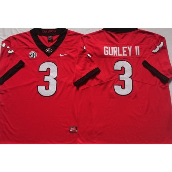 Men's Georgia Bulldogs #3 GURLEY II Red College Football Stitched Jersey Men's Georgia Bulldogs #3 GURLEY II Red College Football Stitched Jersey