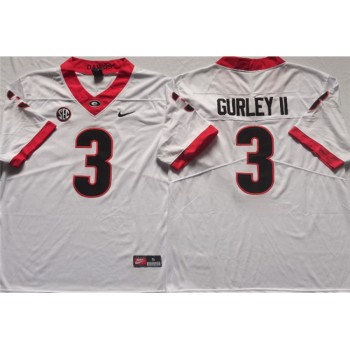 Men's Georgia Bulldogs #3 GURLEY II White College Football Stitched Jersey Men's Georgia Bulldogs #3 GURLEY II White College Football Stitched Jersey