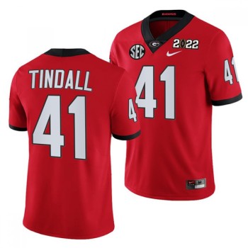 Men's Georgia Bulldogs #41 Channing Tindall 2022 Patch Red College Football Stitched Jersey Men's Georgia Bulldogs #41 Channing Tindall 2022 Patch Red College Football Stitched Jersey
