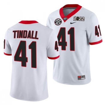 Men's Georgia Bulldogs #41 Channing Tindall 2022 Patch White College Football Stitched Jersey Men's Georgia Bulldogs #41 Channing Tindall 2022 Patch White College Football Stitched Jersey