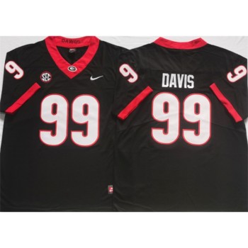 Men's Georgia Bulldogs #99 DAVIS Black College Football Stitched Jersey Men's Georgia Bulldogs #99 DAVIS Black College Football Stitched Jersey