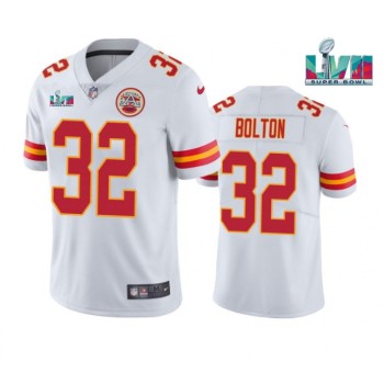Men's Kansas City Chiefs #32 Nick Bolton White Super Bowl LVII Patch Vapor Untouchable Limited Stitched Jersey Men's Kansas City Chiefs #32 Nick Bolton White Super Bowl LVII Patch Vapor Untouchable Limited Stitched Jersey