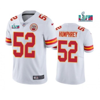 Men's Kansas City Chiefs #52 Creed Humphrey White Super Bowl LVII Patch Vapor Untouchable Limited Stitched Jersey Men's Kansas City Chiefs #52 Creed Humphrey White Super Bowl LVII Patch Vapor Untouchable Limited Stitched Jersey