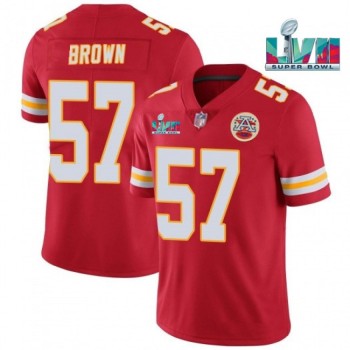 Men's Kansas City Chiefs #57 Orlando Brown Red Super Bowl LVII Patch Vapor Untouchable Limited Stitched Jersey Men's Kansas City Chiefs #57 Orlando Brown Red Super Bowl LVII Patch Vapor Untouchable Limited Stitched Jersey