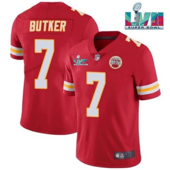 Men's Kansas City Chiefs #7 Harrison Butker Red Super Bowl LVII Patch Vapor Untouchable Limited Stitched Jersey Men's Kansas City Chiefs #7 Harrison Butker Red Super Bowl LVII Patch Vapor Untouchable Limited Stitched Jersey