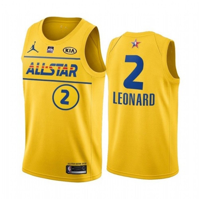 Men's 2021 All-Star #2 Kawhi Leonard Yellow Western Conference Stitched NBA Jersey Men's 2021 All-Star #2 Kawhi Leonard Yellow Western Conference Stitched NBA Jersey