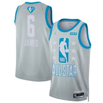 Men's 2022 All-Star #6 LeBron James Gray Stitched Basketball Jersey Men's 2022 All-Star #6 LeBron James Gray Stitched Basketball Jersey